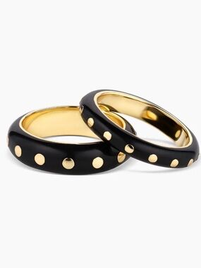 Gorjana Asher Ring Set Of 2 Black Size 8 New